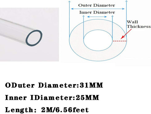 Winemaking,31mmx25mm 2m/6.56feet Silicone Tubin Hose Rubber Tubing Water Air Hose Pipe White for Pump Transfer Transfer