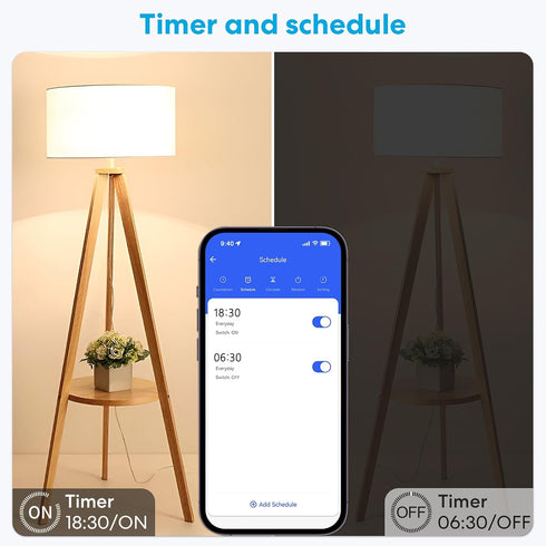 Bulb E26 30W LoraTap Smart Wi-Fi LED Light Socket Adapter Lamp Holder Timer, Compatible with Google Assistant and Alexa