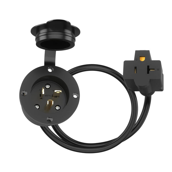ENERLITES 20Amp 125V Power Inlet Port Plug with Integrated 18 Extension Cord for RV, EV, Boat, Generator