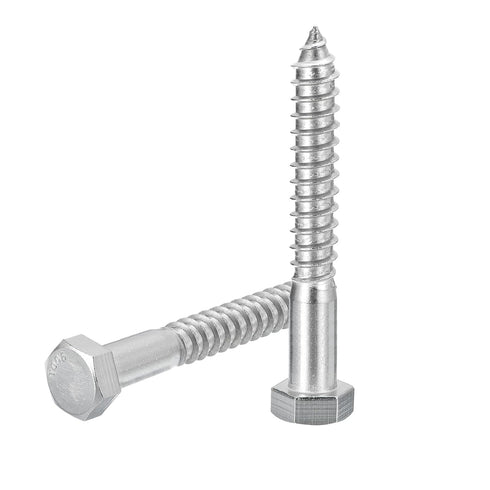 2 Pack 1/2" x 4" Hex Lag Bolts for Woodworking, 304 Stainless Steel Partial Thread Hexagon Head Screws