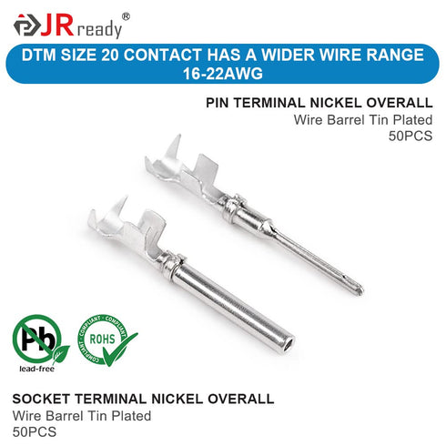 JRready Deutsch Connector Pins and Sockets - Stamped Contacts Size 20 - ST6256 Professional Male Pins