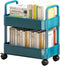 RFSHOP Mobile Bookshelf, Moveable Small Bookshelf, Mobile Bookshelf with Wheels, Rolling Storage Cart