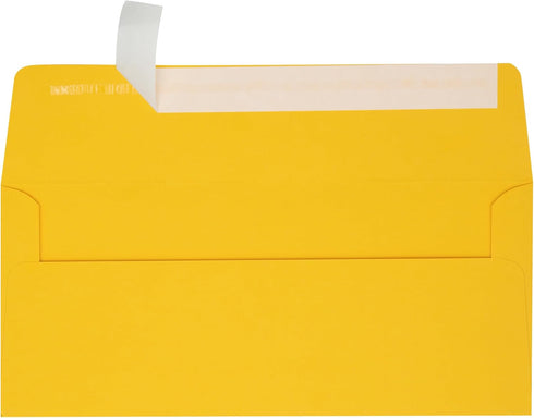 LUXPaper #10 Business Envelopes, Peel & Press, 4 1/8" x 9 1/2", Sunflower Yellow, 80lb Text, 50 Qty