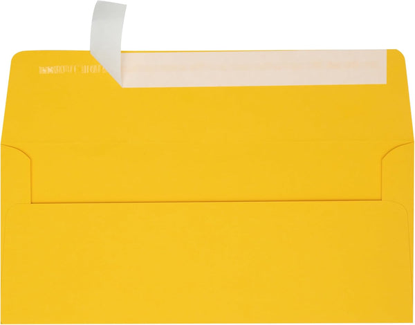 LUXPaper #10 Business Envelopes, Peel & Press, 4 1/8" x 9 1/2", Sunflower Yellow, 80lb Text, 50 Qty