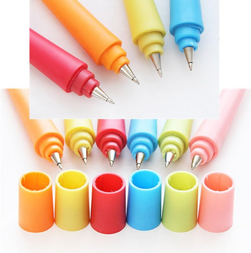 Bendable Cartoon Gesture Ballpoint Pen, 0.7mm Black Ink, 6 Pcs/Set, Cute Bending Hand Gesture Design