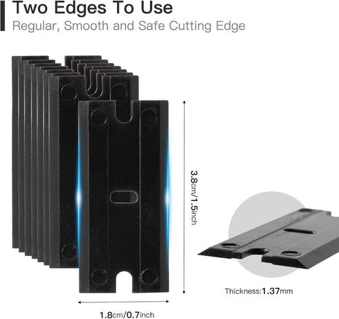300 1.5 Inch NEWISHTOOL Black Plastic Razor Blades, PCS Double Edged Replacement for Scraper and Safety Glass Use