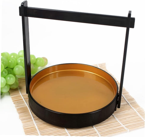 ULTECHNOVO Handheld Sushi Tray Round Plastic Sashimi Serving Dish Creative Food Display for Snacks and Sushi