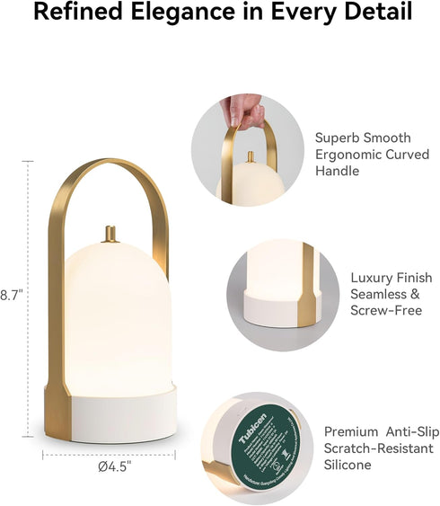 4000mAh 4-Level Dimmable Tubicen Outdoor Table Lamp Waterproof Portable Camping Lantern Brass Battery Rechargeable Lamp