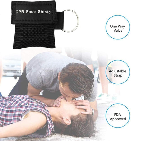 Set 50 (Colorful-50PCS) of CPR Mask, Disposable CPR Shield Mask Emergency Mask Key Chain Ring ,with One-Way Valve
