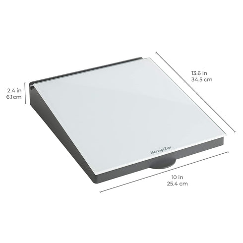 ECR4Kids MessageStor Dry-Erase Glass Board Memo Station - Desk Organizer, White