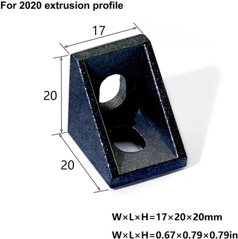 24 Sets Black 2020 Series Aluminum Extrusion Profile Connector Set, 24 pcs Corner Brackets, 48 pcs T-Nuts