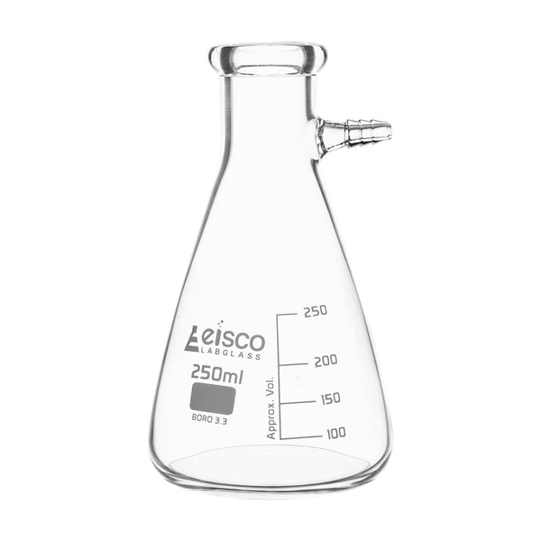 EISCO Filtering Flask, 250mL Borosilicate Glass, Conical Shape with Integral Side Arm