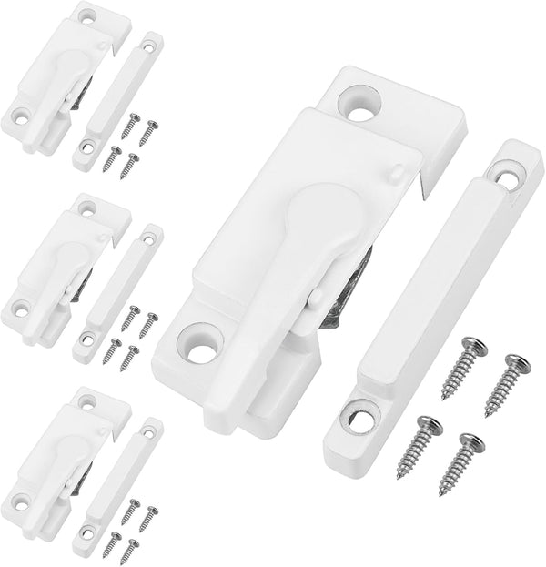 Window Sash Locks - 4 Pack Replacement Sash Locks, White, Fits Vinyl Sliding Windows for Anti-Theft