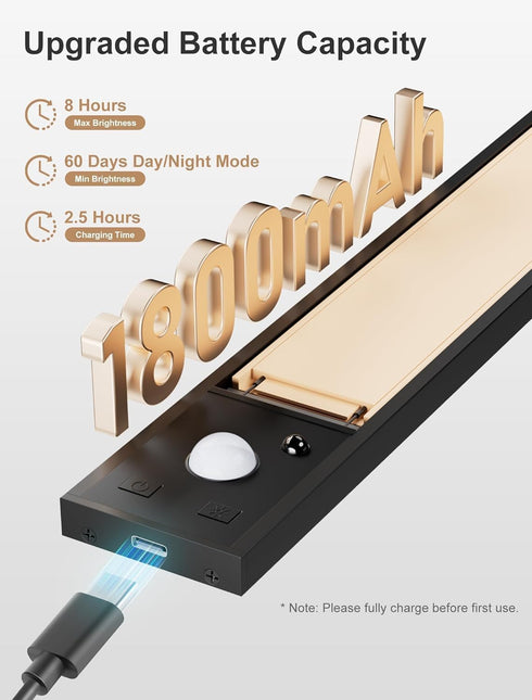 8inch ,56 -3 7 Indoor,1800mah Dimmable Rechargeable under cabinet lighting LED Color& Levels Motion Sensor Light