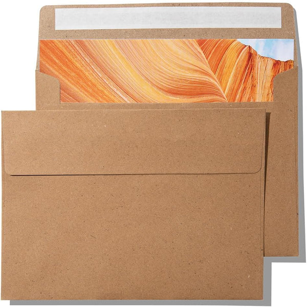 Pack It Chic - A7 Kraft Envelopes 5” X 7” (110 Count), Self Seal for Wedding Invitations, Baby Shower, Photos