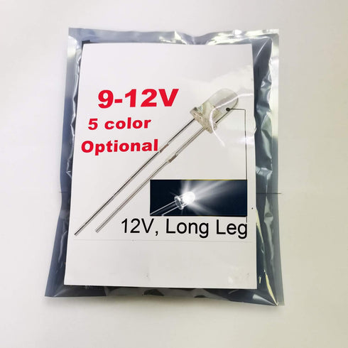 50pcs 12V 3mm White LED 9V Gauge Cluster Instrument Light Emitting Diodes (Optional Colors: White, Blue, Green, Yellow,