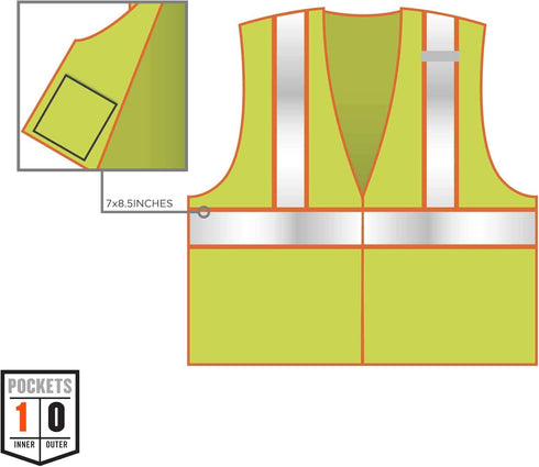 Ergodyne Class 2 Safety Vest, Two Tone Mesh, Lime, Large-X-Large