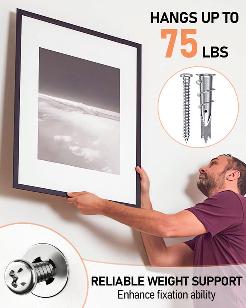INCLY 200PCS #8 Drywall Anchors Kit, Self Drilling, 100 Zinc Metal & Plastic Dry Wall Anchors and 100 Philips Screws