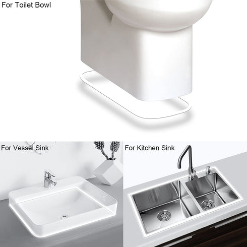 Self Adhesive Tape for Toilet Caulk - Rubber Seal Strip for Toilet Bowl Install, White Caulk Strip
