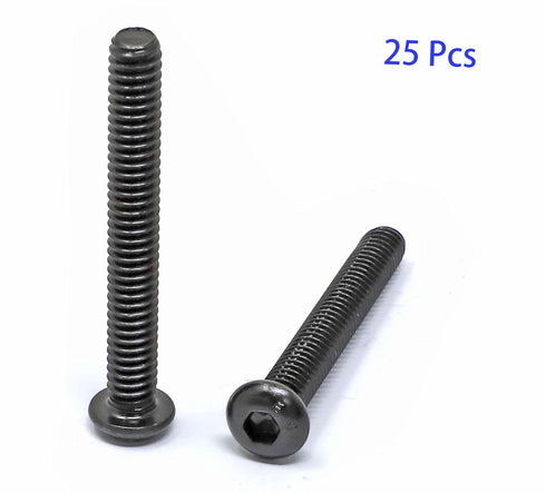 iexcell 25 Pcs 1/4-20 x 2" Alloy Steel Hex Socket Button Head Cap Screws Bolts Kit, Black Oxide Finish