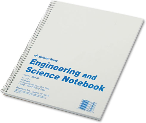 National Engineering and Science Notebook, Quadrille Rule, White Cover, 60 Sheets, 11 x 8.5