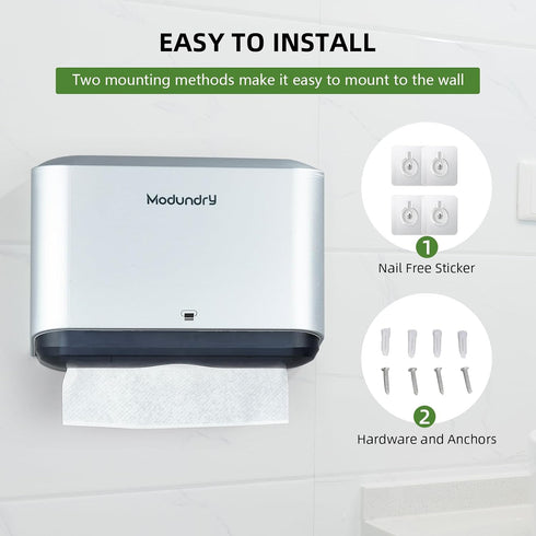 200 Wall Mount Paper Towel Dispenser, Multifold Hand Towel Dispenser with Smart Lock, Adhesive No-Drill or Screw