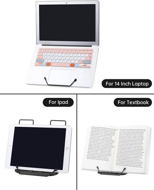 Book Stand for Reading, Adjustable Reading Rest Book Holder, Documents Holder, Sturdy Typing Stand for Recipes Textbooks Tablet Music Books(Black) by Honagu