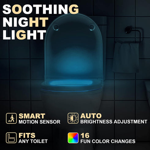 MIEFL 16 3 Pack Toilet Light Motion Sensor Activated Colors Changing, LED Toilet Seat Lights Inside Glow Bowl, Smart