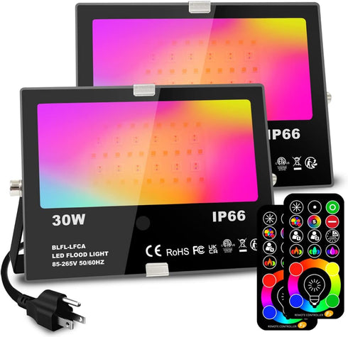 MELPO 30W Led Flood Light Outdoor 300W Equivalent, Color Changing RGB Lights