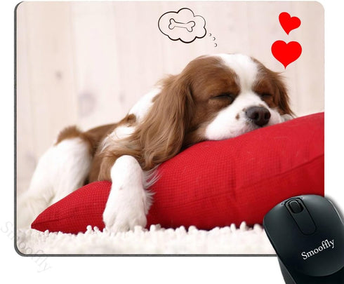 Smooffly Funny Dog Mouse Pad - Cute Puppy Sleeping on a Pillow, Gaming Mouse Pad