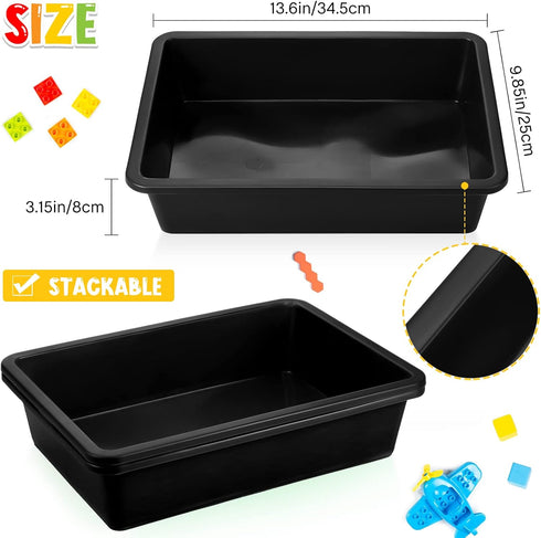 Qunclay 10 Pcs Flat Storage Tray Organizer, Letter Size Paper Trays, Stackable File Paper Tray for School Office, Black
