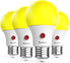 Sunco Lighting 4 Pack LED Bug Light Bulbs, 9W Auto On/Off, 2000K Amber Glow, E26 Base for Outdoor Use