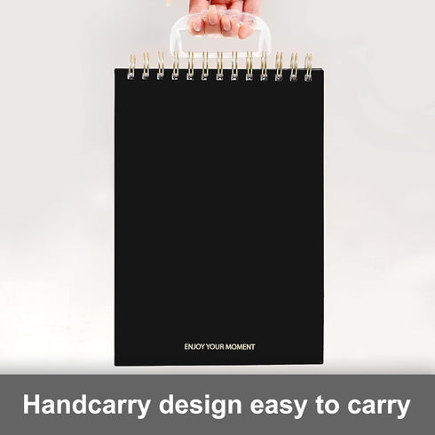 Yoment Top Spiral Notebooks - Large Bullet Lined Journal, 300 Pages, 7" x 10", Waterproof Cover for Work (Black)