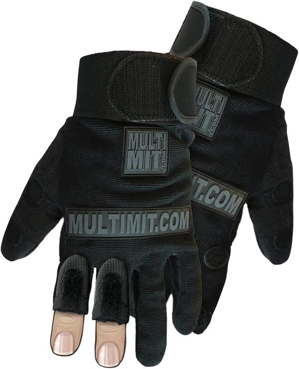 Universal Series Glove with 3 Finger Retractable Feature, Fast Access Work & Safety Gloves (Black)