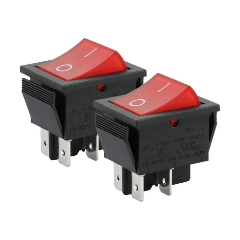 Baomain Boat Rocker Switch DPST ON/Off Snap, 4 Pin 16A/250V, Pack of 2