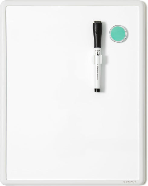 U Brands Contempo Magnetic Dry Erase Board 11”x14”, White Modern Frame, Includes Magnet and Marker
