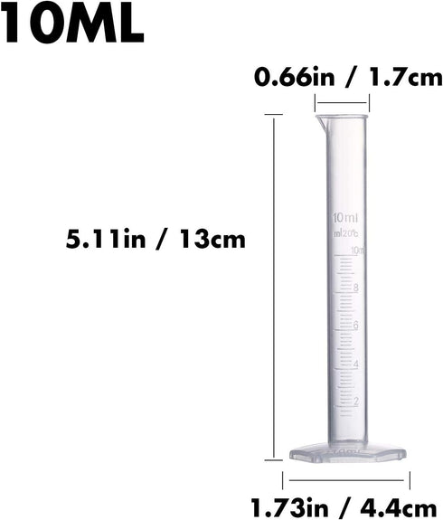 Measuring Cylinder Set, 4 Sizes Graduated Polypropylene Lab Test Tubes for Laboratory & Science Experiments