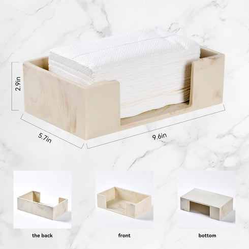 Polytree Countertop 10"L 6"W Marble Beige Napkin Holder for Bathroom, Paper Towel Dispenser for Kitchen, x