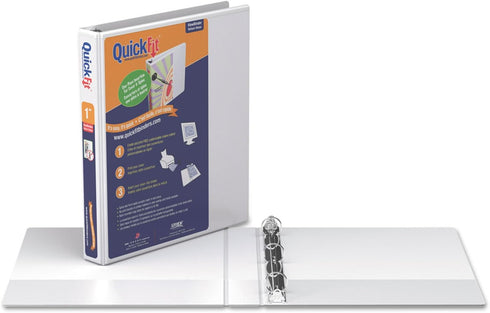 QuickFit View Binder, 1 Inch, Round Ring, White, 87110 by QuickFit