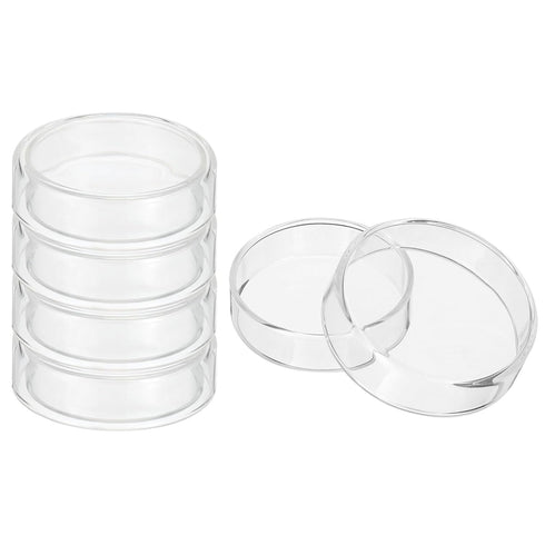 PATIKIL 60mm High Borosilicate Glass Petri Dishes with Lids, 5 Pcs for Lab Science Experiment, Clear