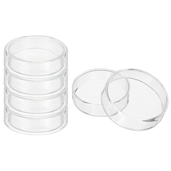 PATIKIL 60mm High Borosilicate Glass Petri Dishes with Lids, 5 Pcs for Lab Science Experiment, Clear