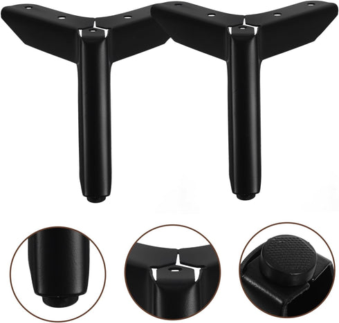 4Pcs NUOBESTY Heavy Duty Metal Furniture Legs with Anti-Slip Rubber Pads Black Airplane Style Cabinet Sofa Bench Feet