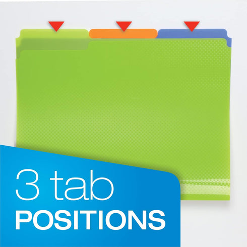 Oxford Poly File Folders, 24 Pack Plastic File Folders with 1/3 Cut Tabs for Letter Size Papers, Blue, Red, Orange,