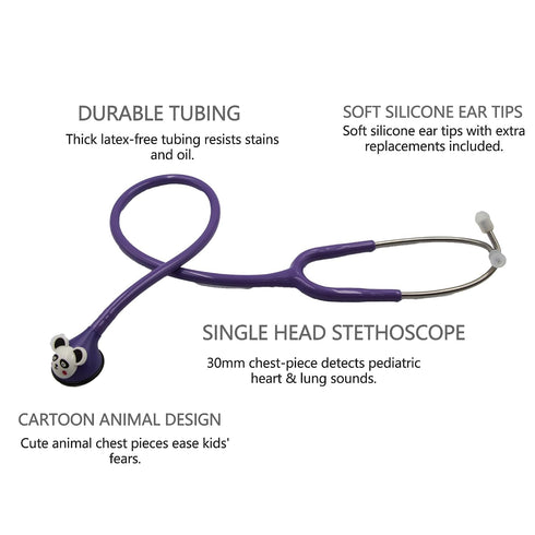 Jeashia 5 ClearSound Kids Stethoscope - Real Working Medical Tool with Fun Cartoon Heads for Pediatric Exams, Nurse