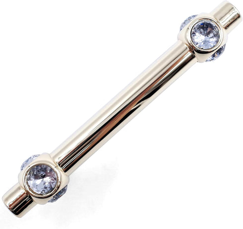 JETLAND 4-Pack, 3" PW6733GO076 Cabinet Drawer Crystal Pulls, Golden with Clear Glass, Hole Centers, Shining Cross