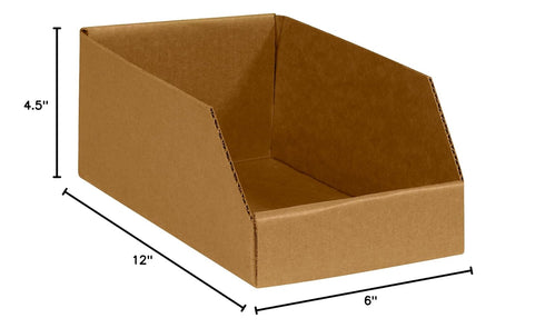 BOX USA BBINMT612K Open Top Bin Boxes, 6" x 12" x 4 1/2", Kraft (Pack of 50)