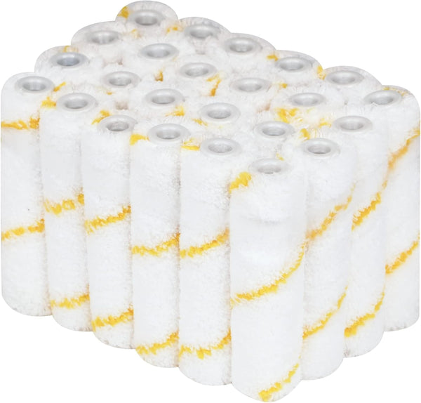 Microfiber Paint Roller Covers, 4 Inch, 1/3" Nap Mini Roller Covers, Pack of 24 for Home Painting Supplies