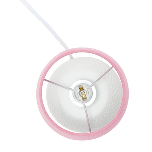 Simple Designs LT2084-PNK Mini Studded Texture White Ceramic Bedside Table Lamp, Pink