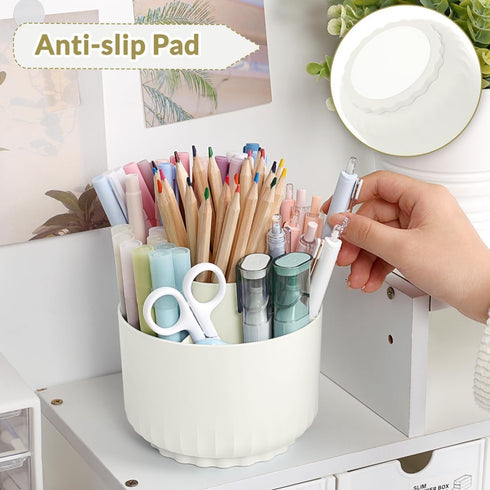 SKYDUE 360 Degree Rotating Desk Organizer, Dual-Purpose Pencil Pen Holder with 5 Slots for Office, School, Home Decor