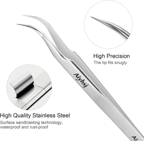 Aiyhsj 3PCS Set, Precision Tweezers Upgraded High-end Stainless Steel of Tweezer for Craft, Electronics, Soldering